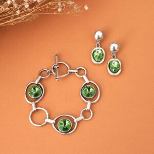 Bohemian Style Silver Bracelet and Earrings Set
